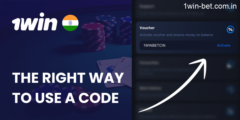 Use a bonus code on 1win India