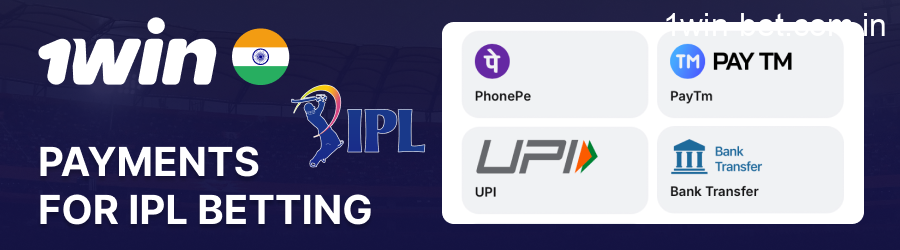 Payments in INR on 1win for IPL betting